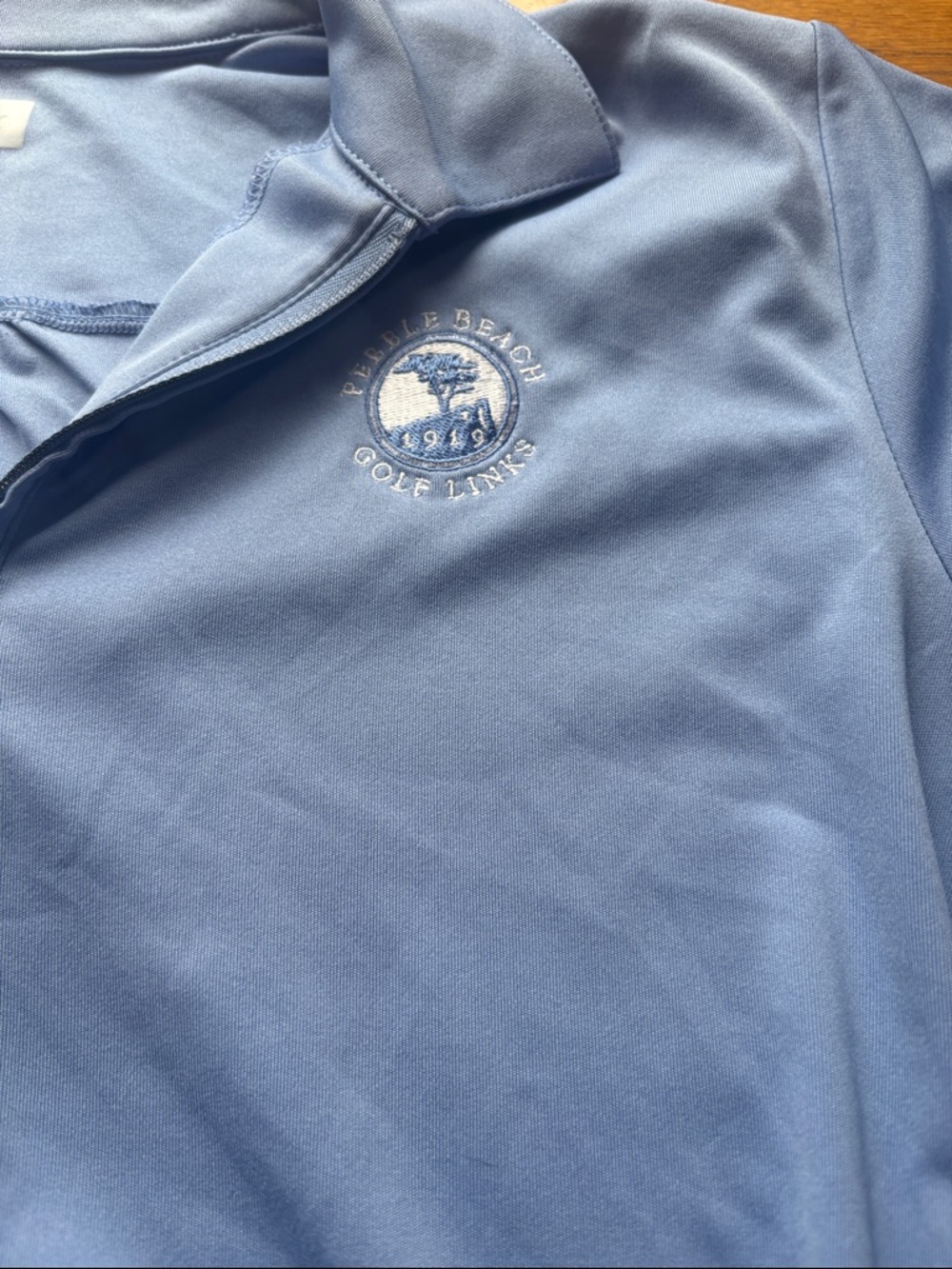 Peter Millar Pebble Beach Sky Blue Short-Sleeve Zip Polo